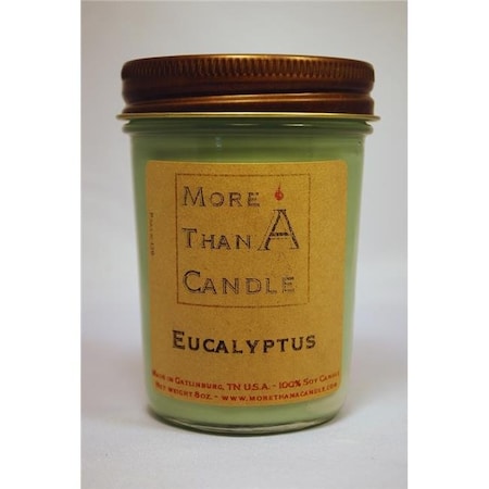 More Than A Candle ELP8J 8 Oz Jelly Jar Soy Candle; Eucalyptus